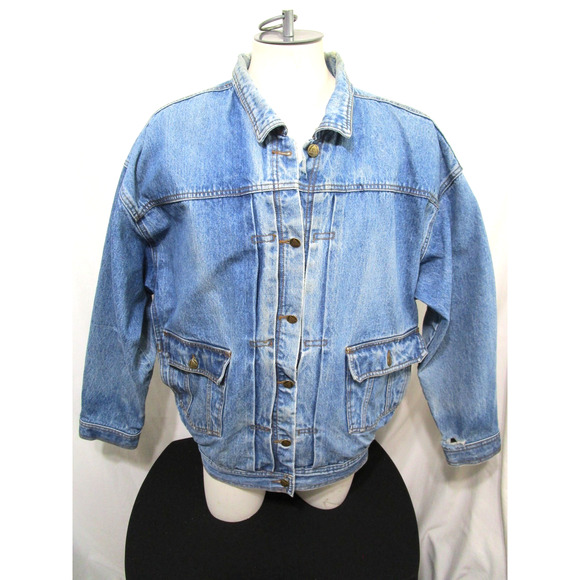 VTG 80s-90s Un Bleu Choix Oversize Denim Jacket Men Sz S - Picture 1 of 12